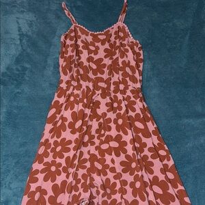 Art Class Pink and Brown Floral Kids Dress